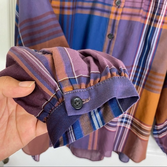 Madewell Plaid Button Down Oversized Peasant Top size Small - Picture 6 of 9